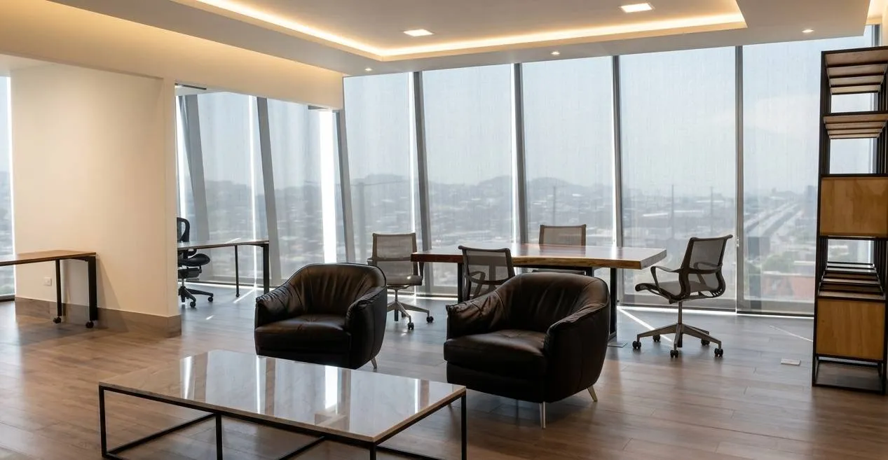 Espacio de trabajo en la oficina de Newsoft en Monterrey